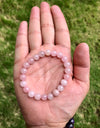 Rose Quartz Round Beads Elastic Bracelet For Love ( 8 mm ) GA-34