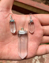 Natural Quartz Crystal Pendant with Earrings