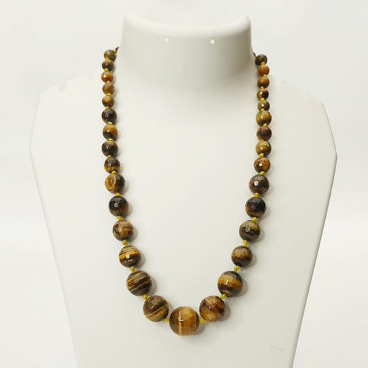 Tiger Eye Necklace Dimond Cut 14-8 mm GA-119