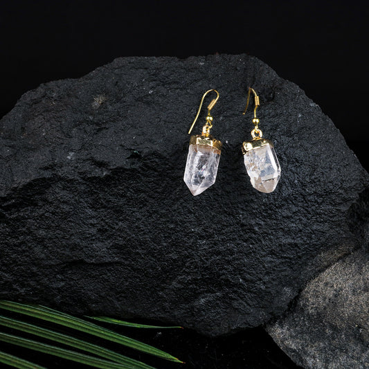 Natural Himalayan Clear Crystal Earrings GA- 155