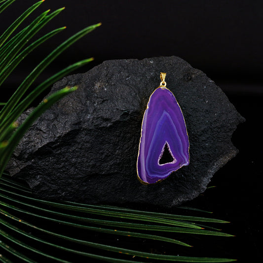 Natural Purple Agate Pendant GA-181