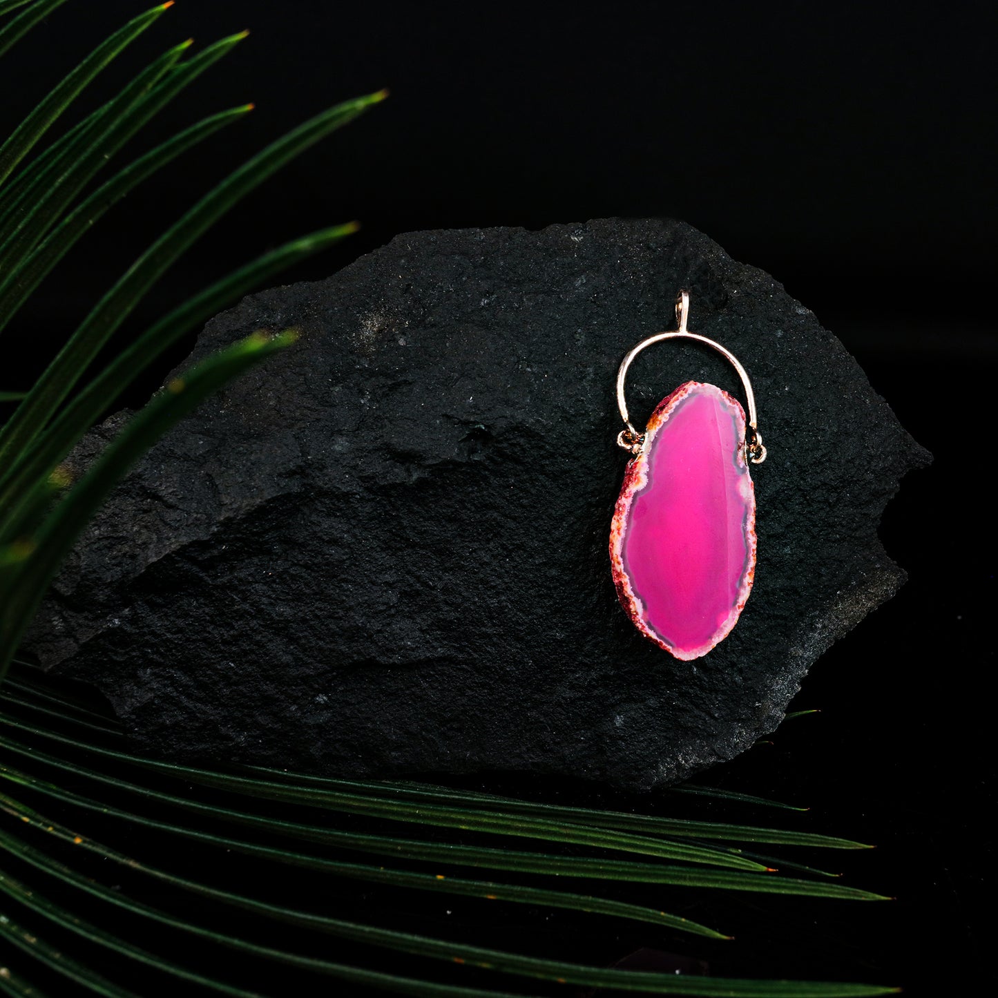 Pink Agate Pendant  GA-185