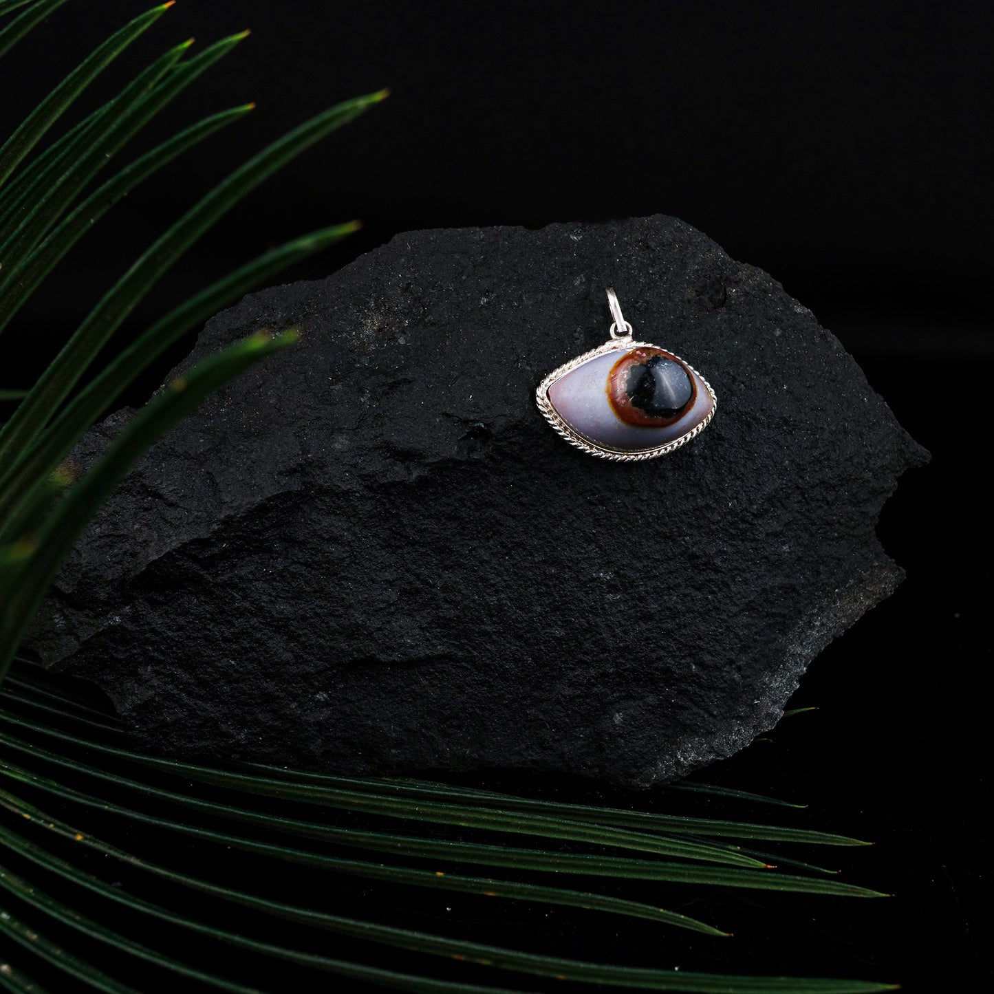 Evil Eye Protection Agate Stone Pendant  GA-189