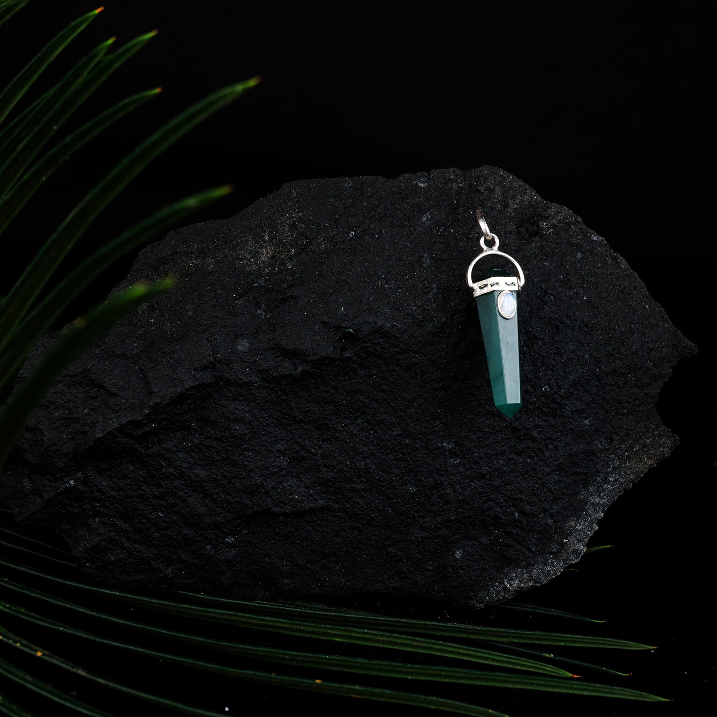 Green Aventurine with Moonstar Pendant  GA-201