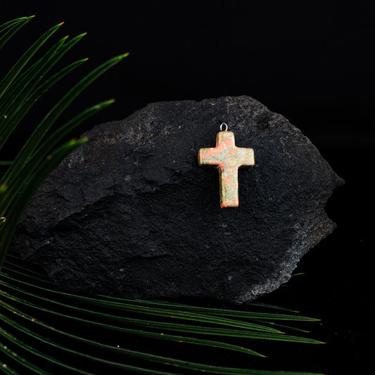 Unakite Cross Pendant  GA-223