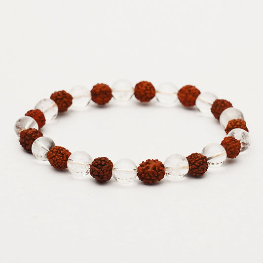 Rudraksha with Clear Quartz (Sphatik) Bracelet 8 mm GA-65